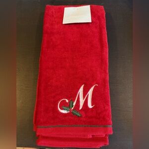 NWT, Red Monogrammed Towel Set of 2